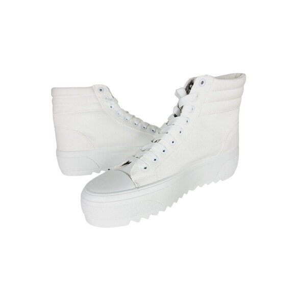 Platform High-Top Skate Sneaker White Canvas Lace-up Women's Size 9 NEW Shein - Picture 7 of 15